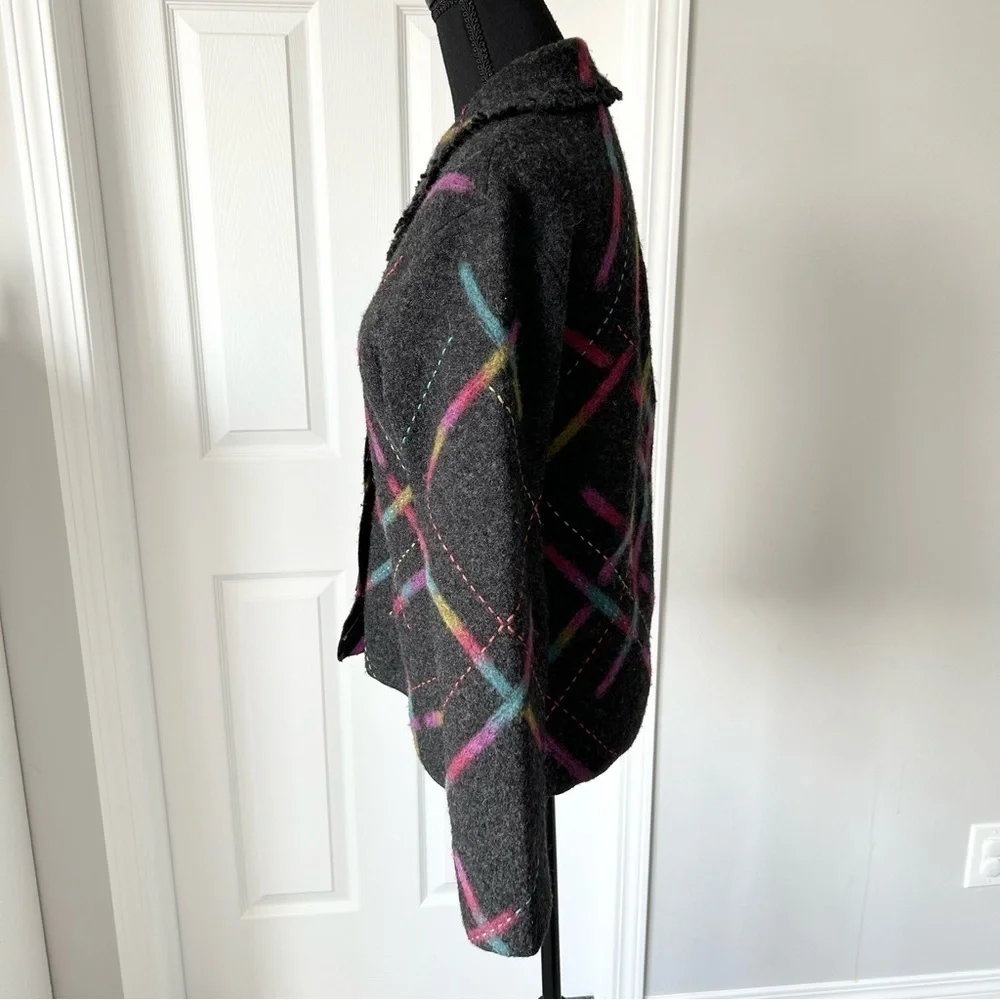 Talbots Abstract Printed Pure Wool Felted Jacket - Picture 2 of 15